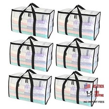 Oversized Moving Bags with Reinforced Handles, Heavy-Duty Storage 6-Pack Clear
