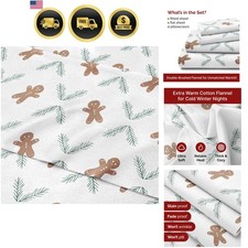 Flannel Christmas Sheets Queen Warm Cozy Heavy Winter Bedding Set