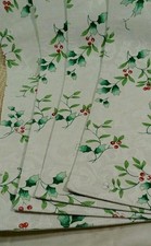 4 Christmas Placemats Fabric 13"x19"  HOLLY BERRIES w/white back, SEE