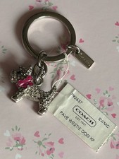 Coach French Bulldog Dog Leather Key Fob Chain Ring F61909 W/ Dust
