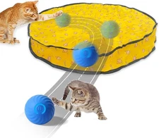 Interactive Cat Toy for Cats Kitten, Automatic Moving Ball in 28 Inch Play Mat