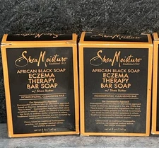 2 Bars Shea Moisture African Black Soap Eczema Therapy Bar Soap Shea Butter 5oz