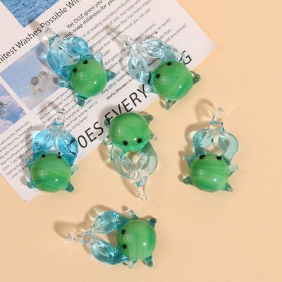 5pc 3D Small Crab Glass Pendant Diy Bracelet Necklace Accessory