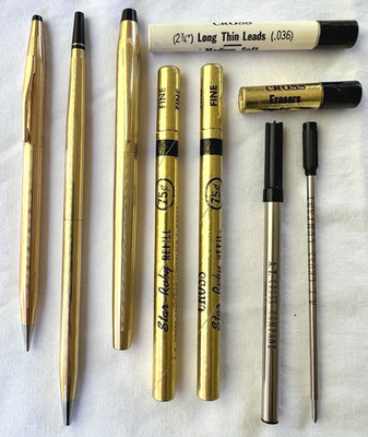 Vtg Cross 1/20 14K & 2K Gold Filled Pen, Pencil & Felt Tip Pen w/ Extras!