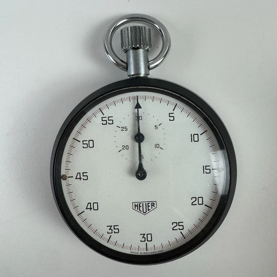 Cronómetro vintage HEUER Leonidas 7700 hecho en Suiza años 70 7 joyas caja/pegatina como está Foto 2 de 4