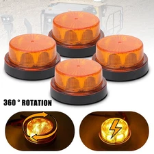 4X LED Amber Flashing Rotating Beacon Strobe Warning Light Lamp Car Truck 12/24V