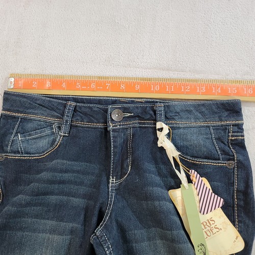Paris Blues Jeans JR 9 Blue Bootcut Flare Dark Wash Low Rise Back Flap Pockets - Picture 7 of 20