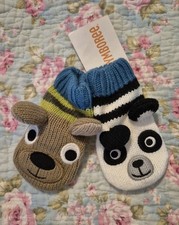 NEW NWT Gymboree Ski School Panda mittens 12 -24 mo baby boy panda reindeer