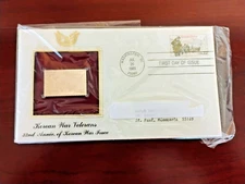 1985 22K Gold Replica Stamp 1st Day of Issue KOREAN WAR VETERANS 32nd ANNIV.