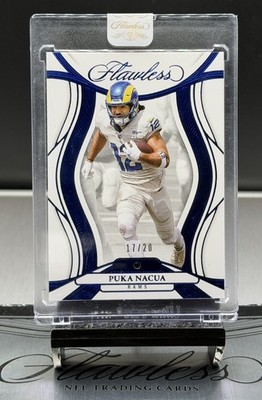 2025 Flawless Puka Nacua Sapphire 💎Encased Gemstone Holo Card,SSP#17/20🐏🔥RARE