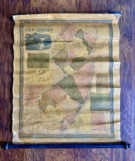 1841 John T. Hammond Mappa Distanza del New Jersey Antica Mappa da Parete Colorata a Mano ��