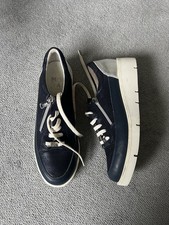 Moda In Pelle Beena Navy Leather Lace Up Trainers Platform Zip Detail Size 5