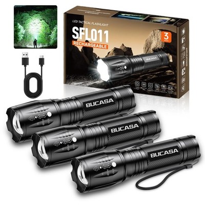Rechargeable Flashlights High Lumens 3 Pack, Brighter Small Flashlight Powerful