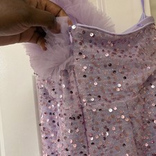 Lavender Purple Sequin One Shoulder Formal Gown with Tulle Trim and Accents