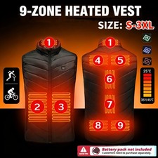 Men 9 Zone Electric Heated Jacket USB Charging Heating Vest Body Warmer Clothing