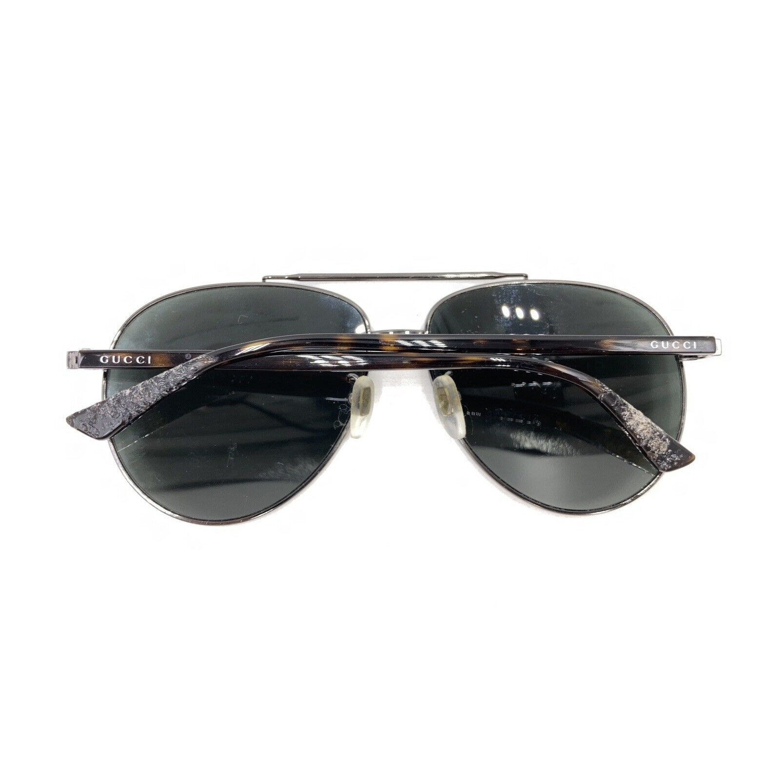 Gucci GG 0043SA 003 Gunmetal Brown Aviator Sunglasses Green Lens 61-14 145 Japan thumbnail 11