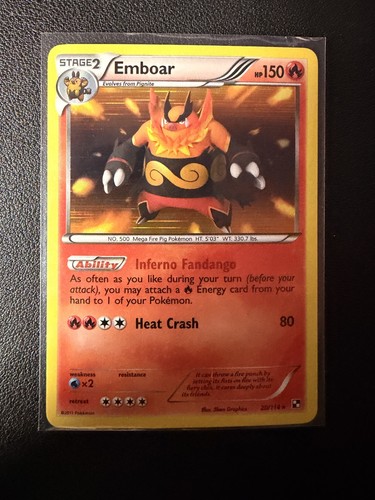 2011 Emboar 20/114 Black and White Set Holo Pokemon Card