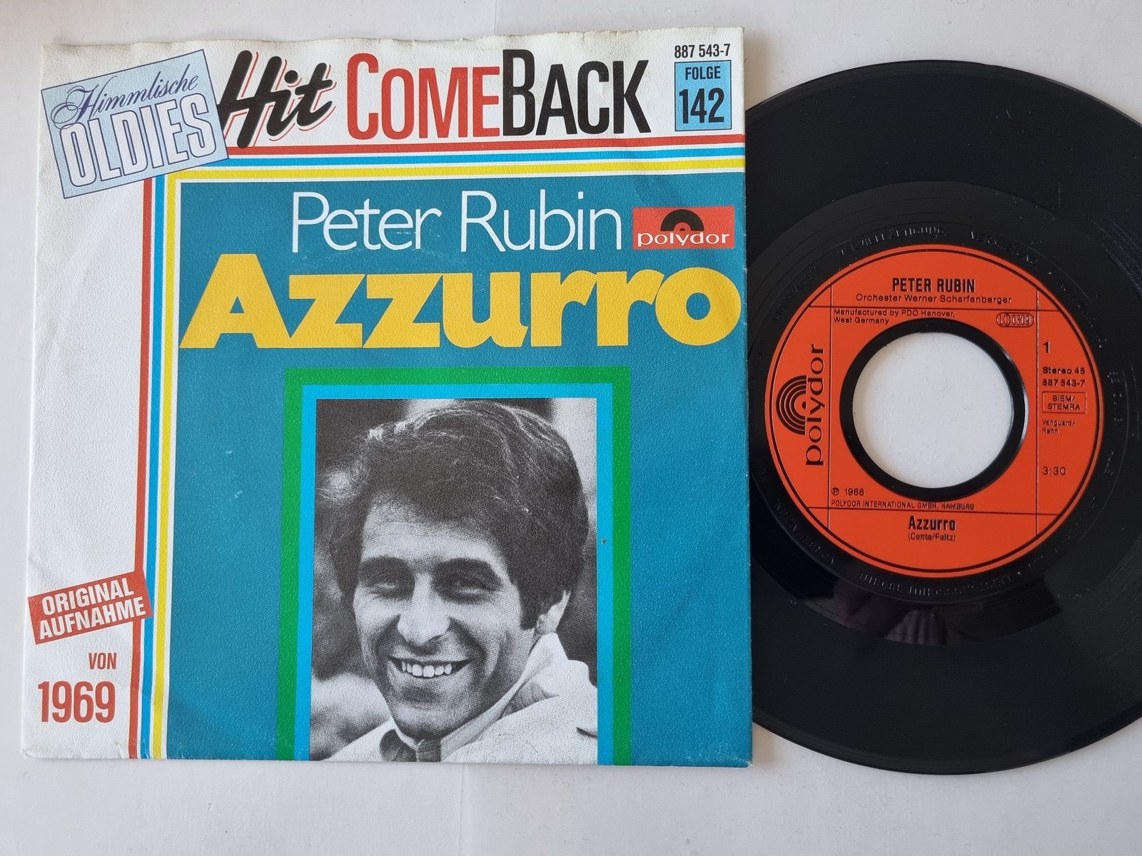 Peter Rubin - Azzurro 7'' Vinyl Germany HIT COMEBACK/ CV Adriano Celentano