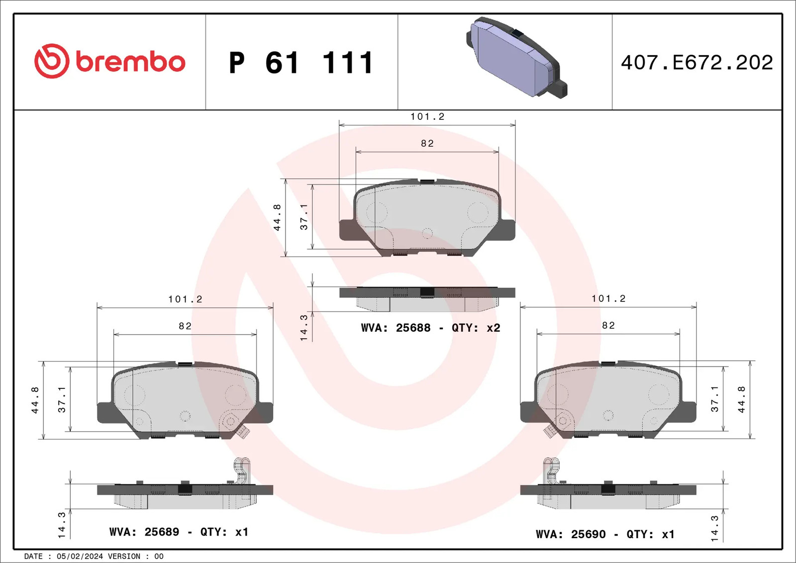 Plaquettes de frein arrière Brembo P 61 111 contre les sifflements au freinage