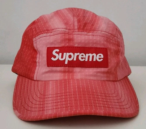 SS19 Supreme Tie And Dye Ripstop Camping Cap Casquette Rouge Logo Boite Worn 1x