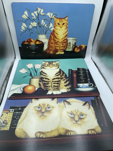 Pimpernel Cork Cat Placemats Susan Powers England Set 3 - Picture 2 of 12