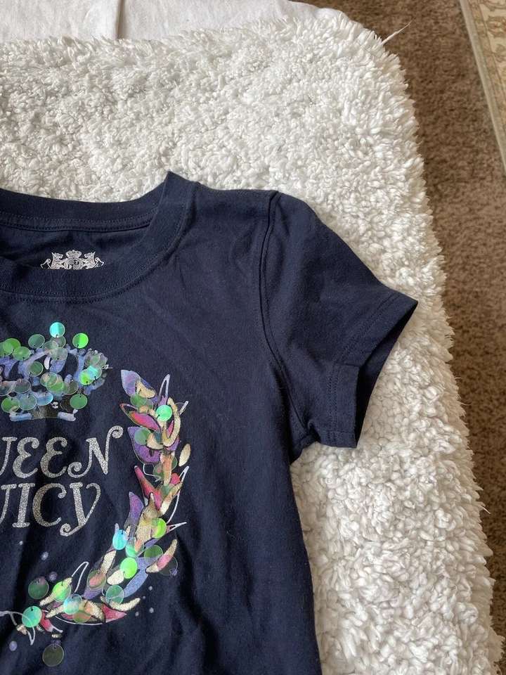 Juicy Couture Niñas Talla Camiseta 8/10 Azul “Queen Juicy”. Funciona pequeño. Lindo Foto 2 de 4