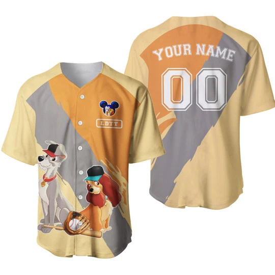 Personalized Lady And The Tramp Couple Player Baseball Jersey Shirt