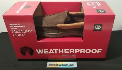 Weatherproof MEN'S Slippers with Memory Foam - Medium Size 8/9 - Brown New w/Box