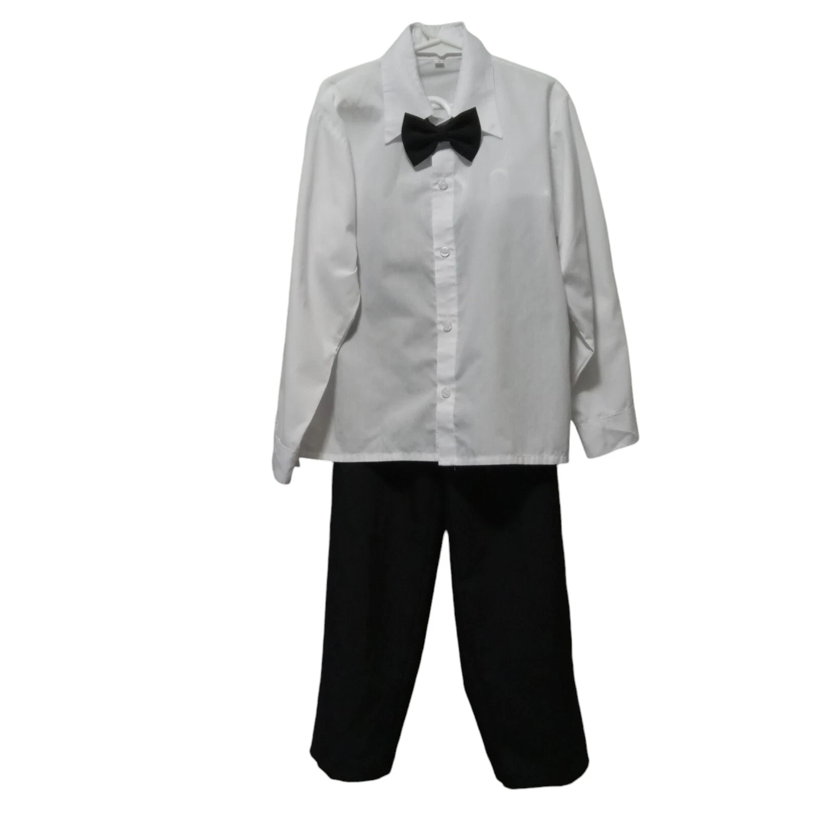 Youth boy 3 pcs set size 7 black&white vest suit pants tie