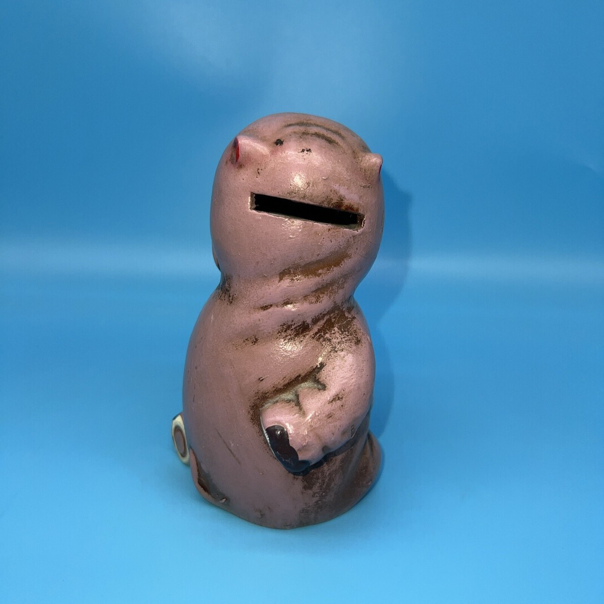 Vintage House Hippo Hippopotamus Piggy Bank Ceramic Figure
