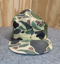 Vintage Duxbak Camouflage Hunting Trucker Meshback Snapback Hat Cap USA Made