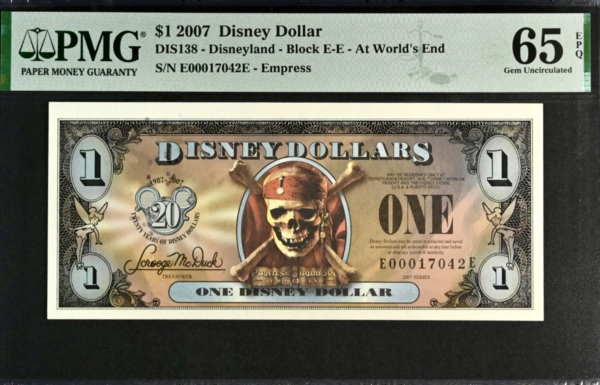 Pirates of the Caribbean Disney Dollars (1968-Now) for sale | eBay