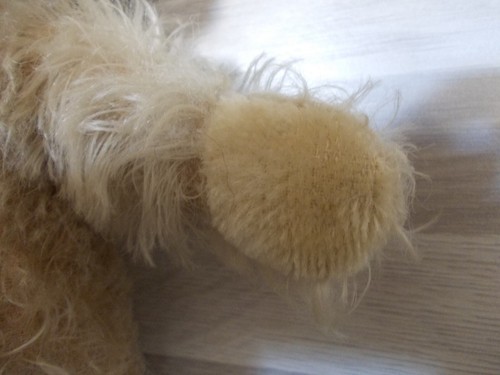 Vecchio orsacchiotto produttore sconosciuto 30 cm mohair capelli lunghi lana di legno imbottita - Foto 8 di 9