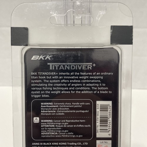 BKK TitanDiver+ 8/0 Swimbait Hook 2 Pack Replaceable Weight and Spinning Blade - Imagen 5 de 10