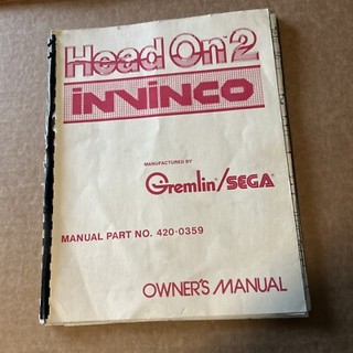 original Factory Head On 2 INVINCO W/Schematics arcade Video game Owners manual