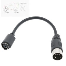 DIN5 AT Male to Mini DIN6 MDIN6 PS/2 Female PC Mac Keyboard Adapter Converter 6"