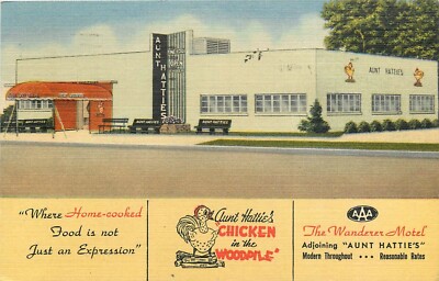 Postcard 1952 St. Petersburg Florida Aunt Hattie's restaurant occupation 24-5997