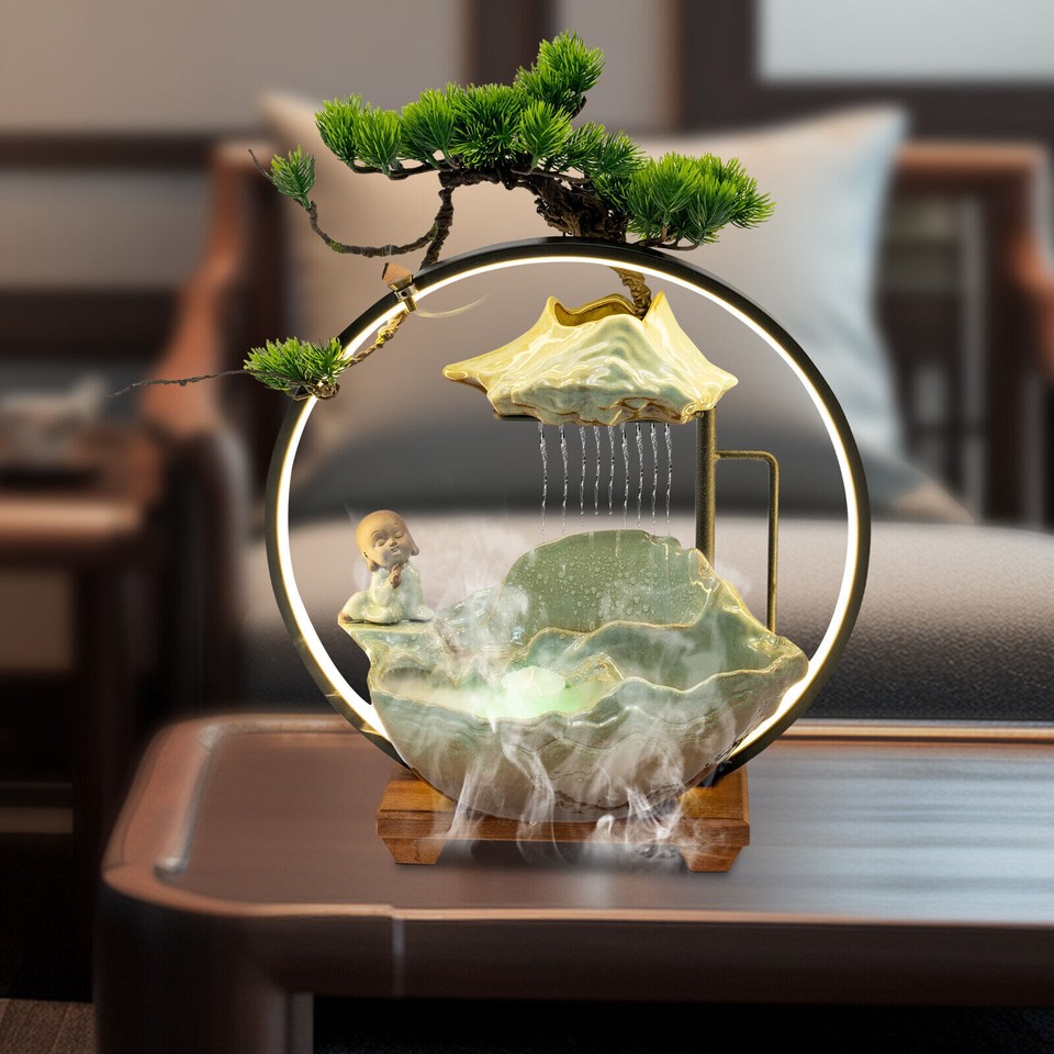 Corded Electric Desktop Fountain with Water Pump Home Decor Indoor