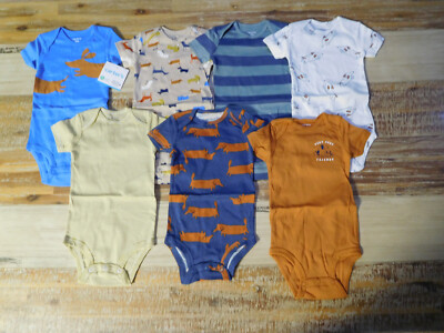 Kleidungspaket Body Set Gr. 80 , 12 M, Carters,  7 Teile , kurzarm, neu, Hunde