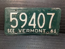 1961 VERMONT  LICENSE PLATE ..... (59407)