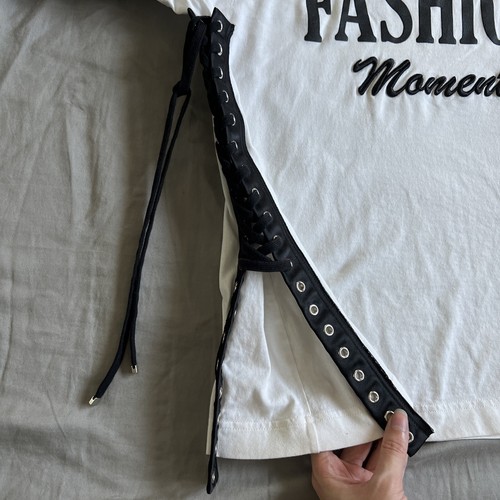 DOLCE & GABBANA T-shirt White 2000 Fashion Moment Lacing Detailed Tee Sz 38 - Picture 3 of 11