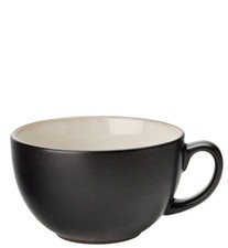 Barista Black Porcelain Cappuccino Cups 37cl - Pack of 6 Coffee Cups for Cafés