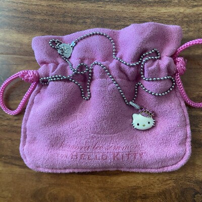 Authentic Kimora Lee Simmons x HELLO KITTY Crown 18K Diamond Necklace Luxe Y2K
