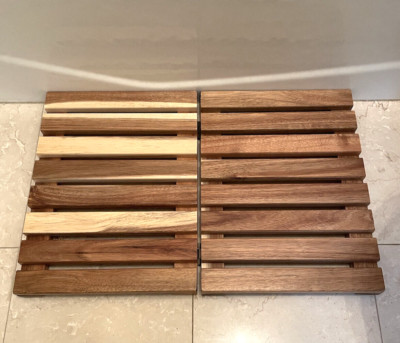 Waterproof Acaia Wood Bamboo Bathmat for Shower Bathroom Sauna Hot Tub Foldable