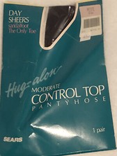 Vtg Sears Hug Alon Day Sheers Control Top Nylon Pantyhose Sandalfoot