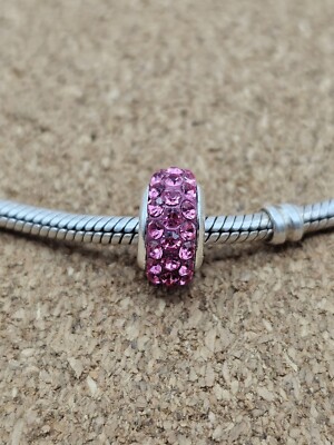 Authentic Pink Cz Crystal European Spacer Charm Bead
