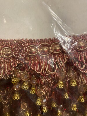 HIGH END DESIGNER BEADED TRIM TOP QUALITY 3.5'' - 25 Meters Tandoori