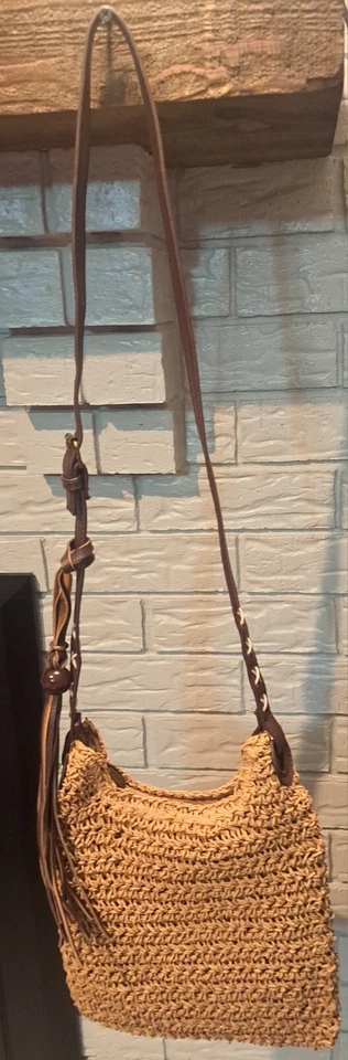 Bolso Bandolera Sun N Sand/Bolso de Mano Macramé Cuentas y Cuero Dije Boho Foto 2 de 4