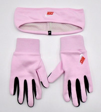 Nike Club Fleece Headband and Gloves Set Youth Medium Pink Foam/Black/White