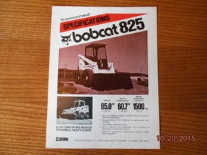Bobcat 825 clark skid steer Specifications Specs Sheet Brochure